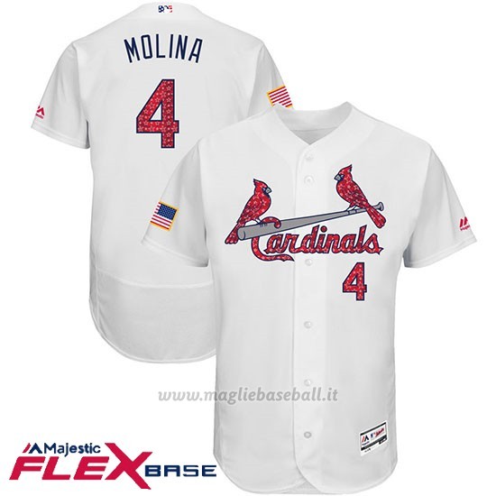 Maglia Baseball Uomo St. Louis Cardinals 2017 Estrellas y Rayas Yadier Molina Bianco Flex Base
